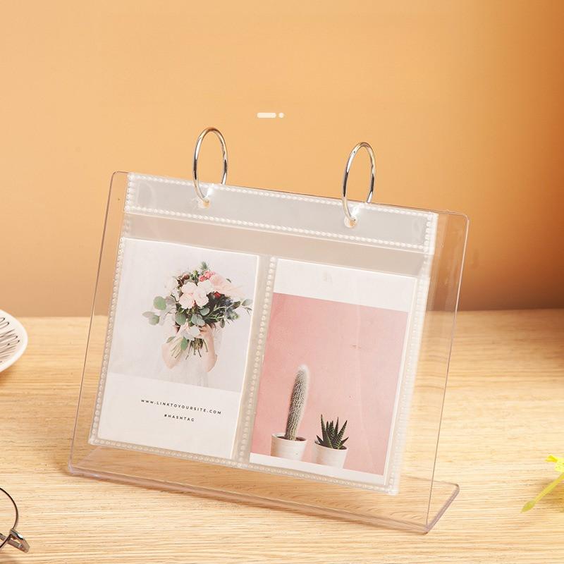 Acrylic Photo Collection Rack Desktop Photo Album Stand Flip Page Card Holder for 3/4/5/6 Inch Photos