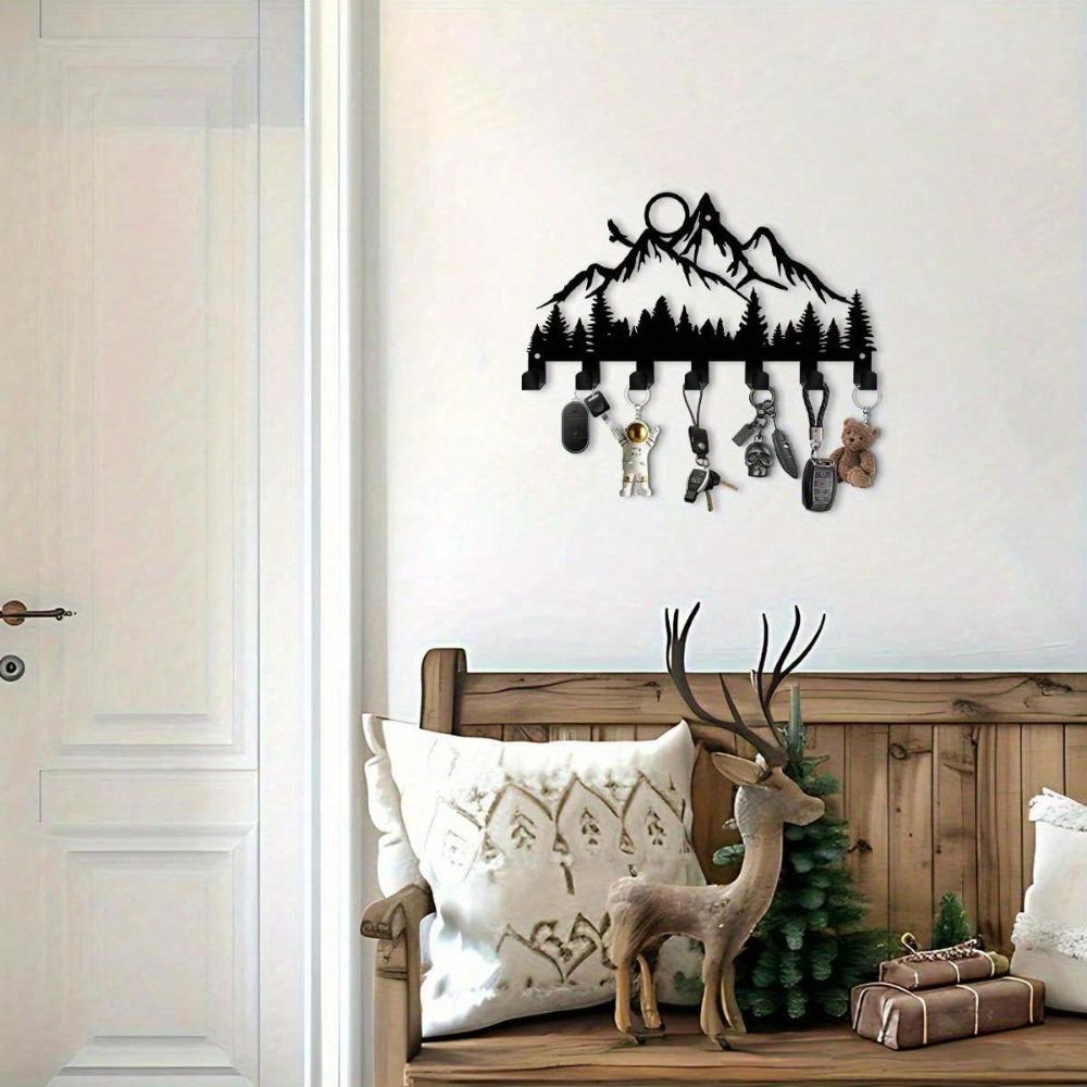 Metal Forest Key Hook 9.84 Inch Wall Mounted Key Holder for Keys Coats Hats Artwork Office Kitchen Bathroom Wall Decor