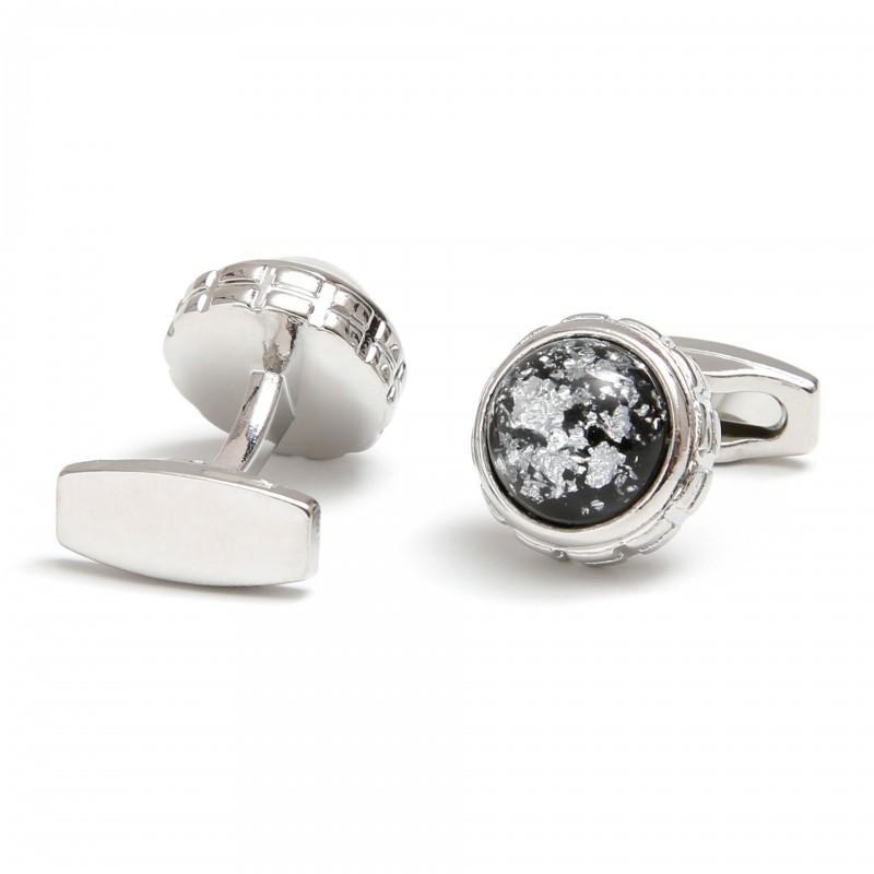 Men s Cufflinks New Artistic Design French Marble Round Silver Jewelry alloy
