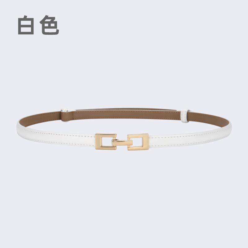 

Четыре сезона в наличии Модный кожаный ремень с пряжкой, регулируемый тонкий, новый декор, с юбкой, складная талия, универсальный, не перфорированный, маленький ремень 65-80cm