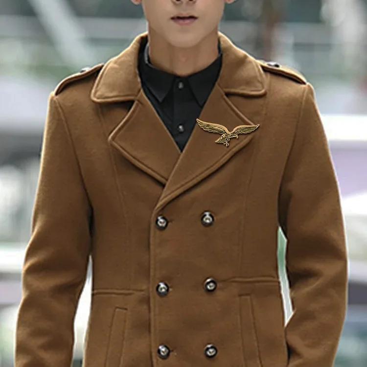 Korean Fashion New Brooches Gold Color Eagle Wings Lapel Metal Pins Badge for Men Collar Jewelry