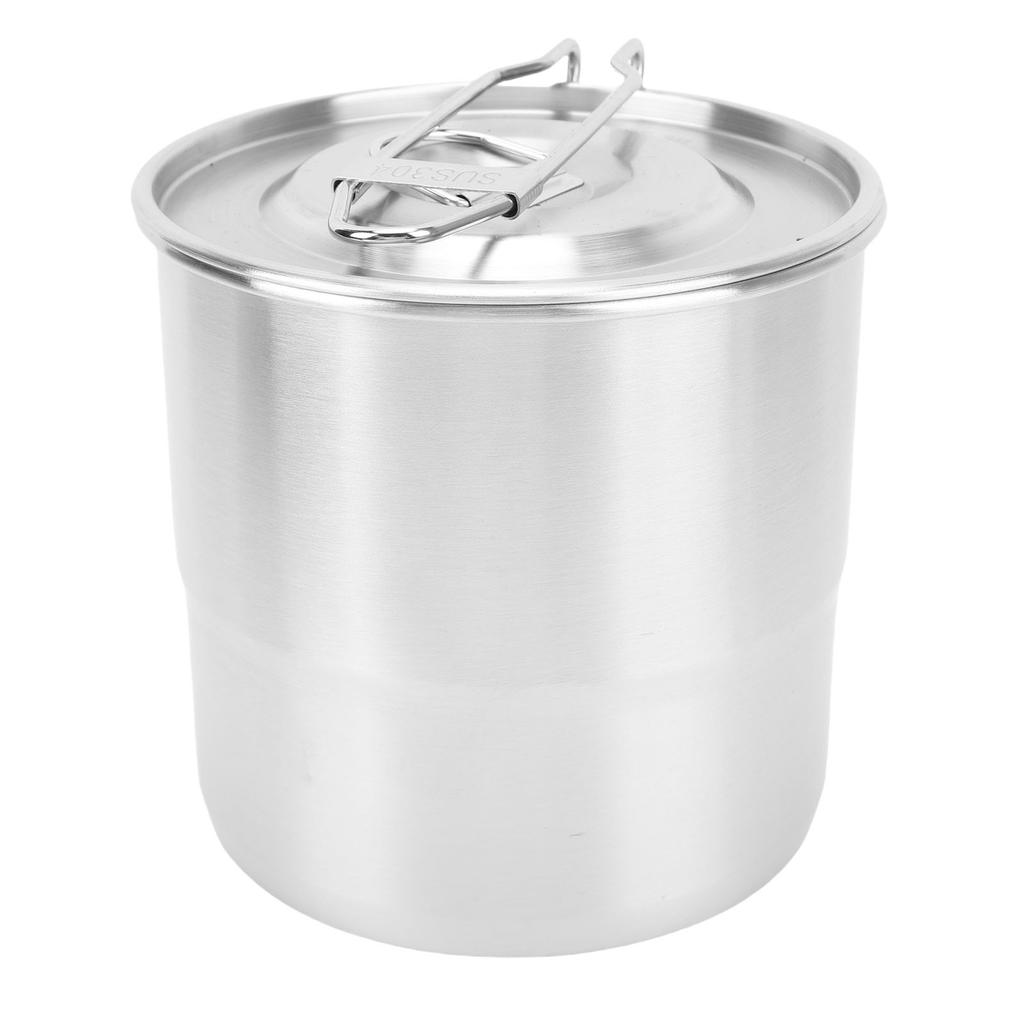 Camping Cooking Pot 304 Stainless Steel Portable Metal Rice Cooker Camping Cookware for Outdoor Hiking