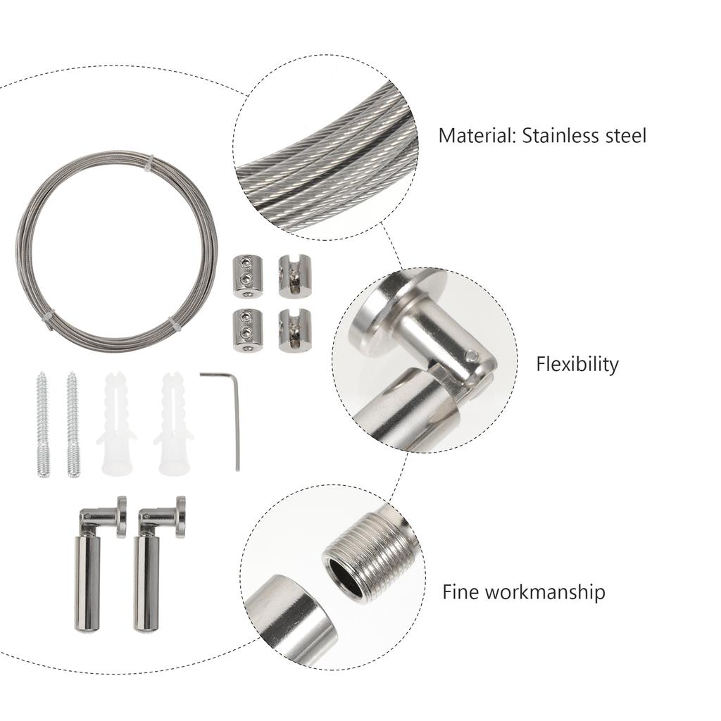 Stainless Steel Clothesline Curtain Rod Extra Long Rods Wire Kit Outdoor Scalable