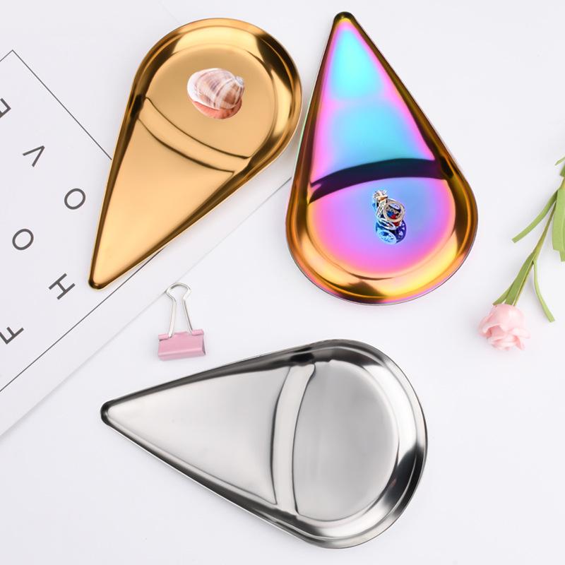 Modern Simple Stainless Steel Metal Water Drop Multi-shape Snack Tray Storage Jewelry Storage Metal Decoration Storage Organizer