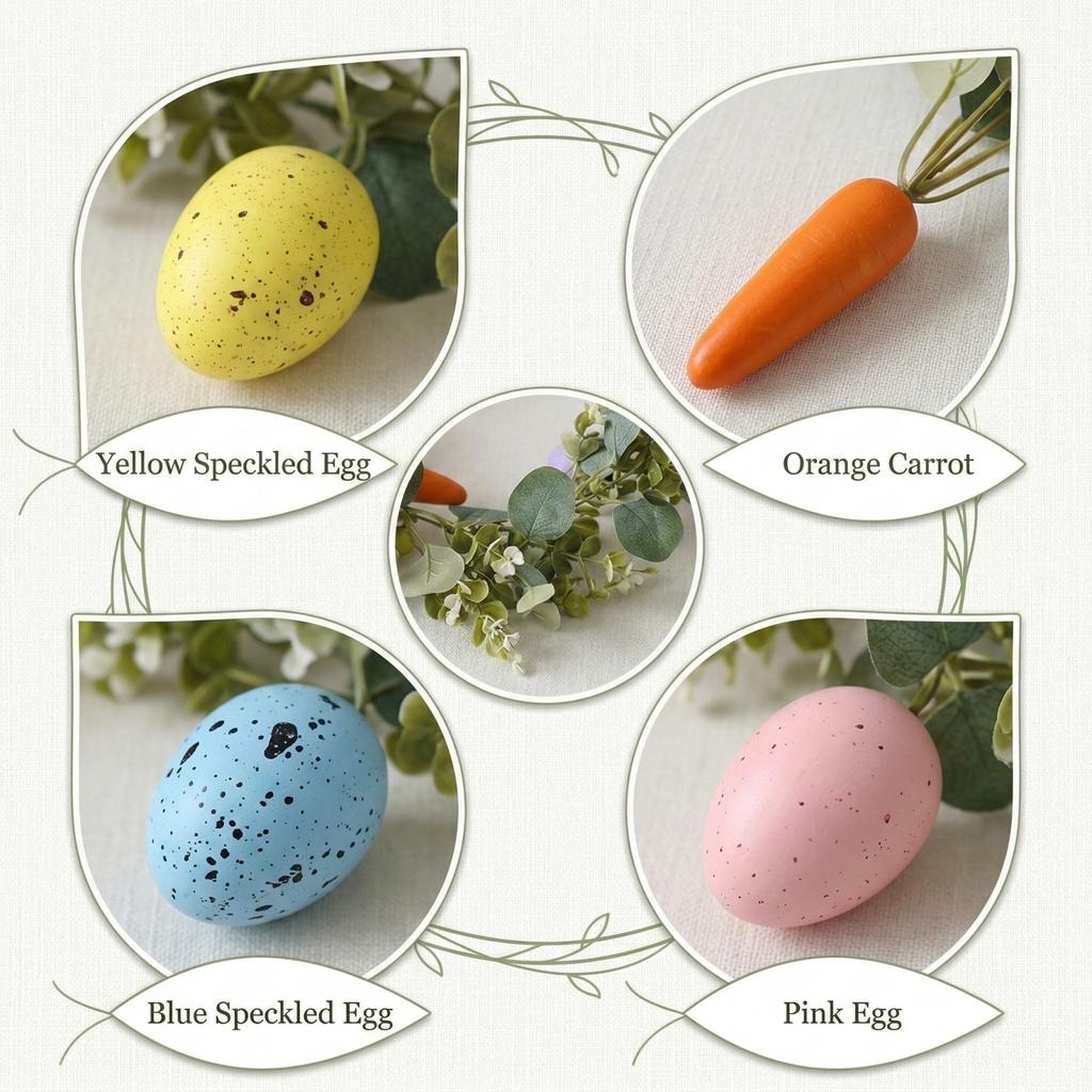180cm Easter Imitation Item, Artificial , Carrots And Egg Vine. Spring Flower Decoration Set, Suitable For Home, Kitchen, Fireplace, Indoor Or Outdoor