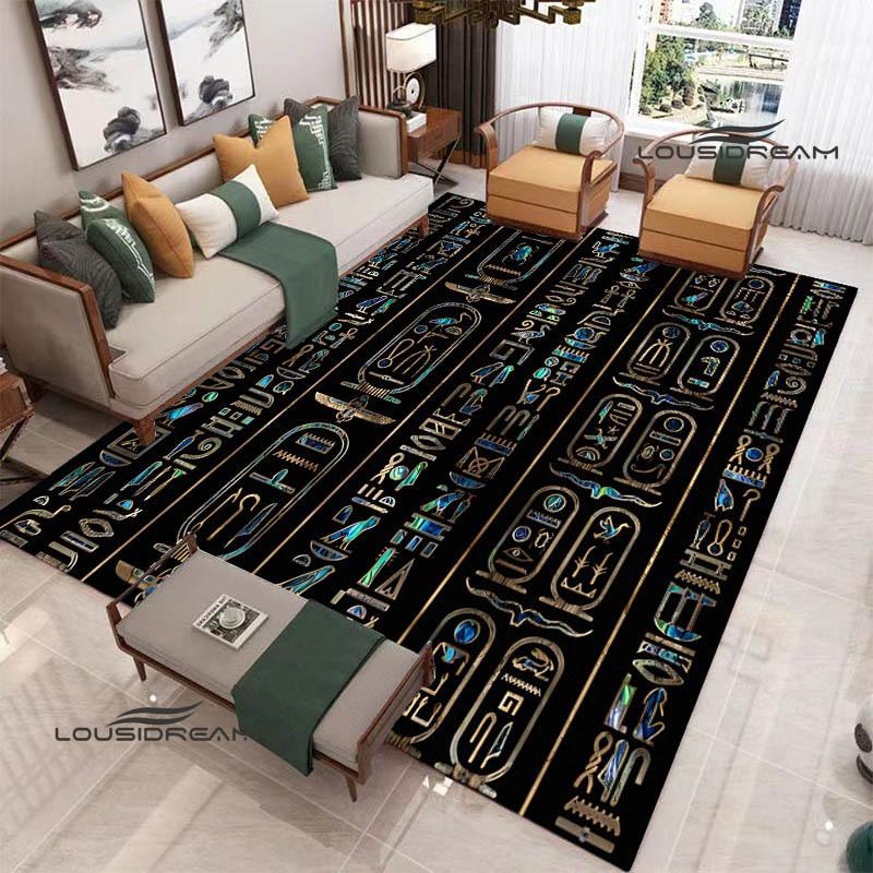 Kober s potiskem egyptských piktogramů Protiskluzový koberec koberce do obývacího pokoje předložka do předsíně dekorace do ložnice dárek k narozeninám