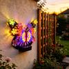 Zewnętrzna Lampa Ścienna Solarna z Dekoracją Motyla – Lampa Krajobrazowa do Ogrodu i Dziedzińca Willi / Lampka Ścienna Ambientowa