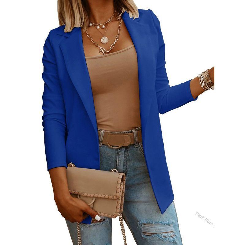 Solid-Colored Long-Sleeve Suit Jacket Leisure Solid Long Sleeve Blazers Women