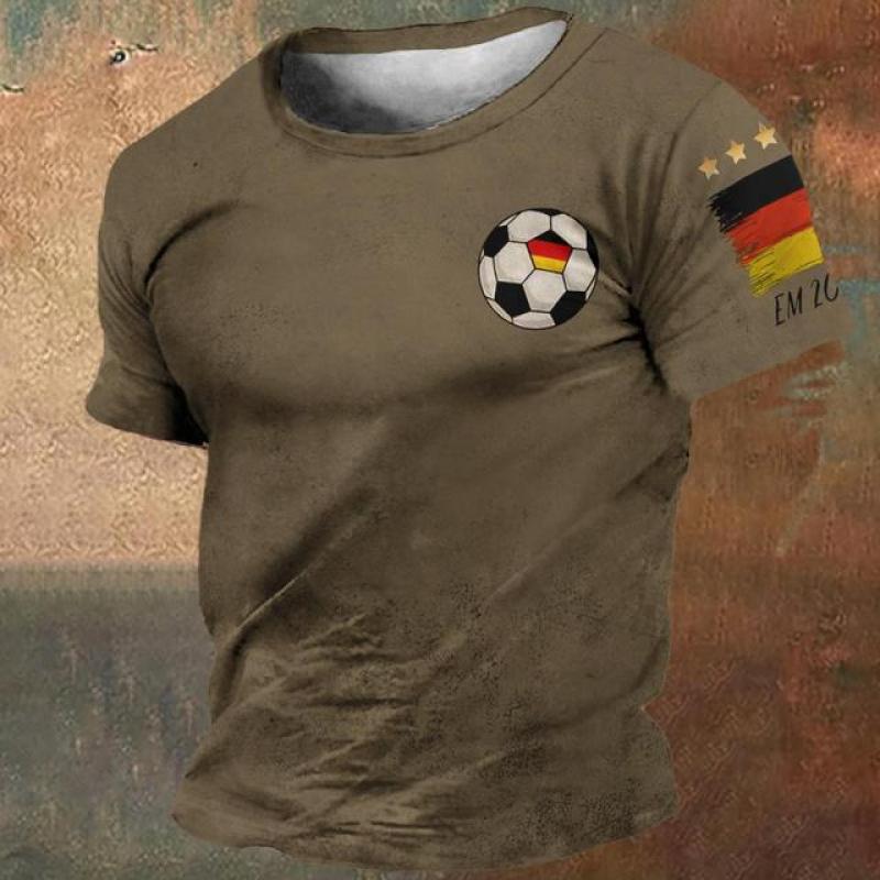 2024 Vintage T Shirt For Men Retro German Flag Graphic 3D Printed T Shirts Short Sleeve Tees O-Neck Oversized Male Clothing Tops