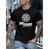 Camiseta Gráfica Masculina SIG SAUER NEVER SETTLE - Malha Leve de Manga Curta com Estampa de Logo, Resistente a Amassados e Lavável à Máquina, Casual Redonda