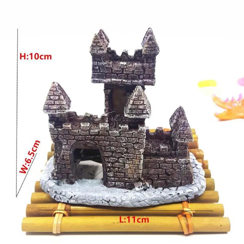Resin Artificial Fish Tank Ancient Castle Decoration Aquarium Rock Cave Building Decoration Aquatic Landscaping Ornament