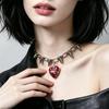 Dark Style Handmade Drip Oil Red Heart Thorn Cross Choker Necklace