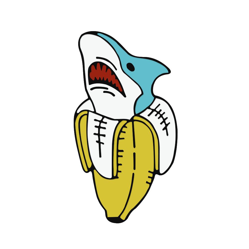 

Animal Banana Shark Enamel Pins for Kids Friends Custom Lovely Sharks Brooches Backpack Lapel Pin Cute Funny Badge Jewelry Gifts