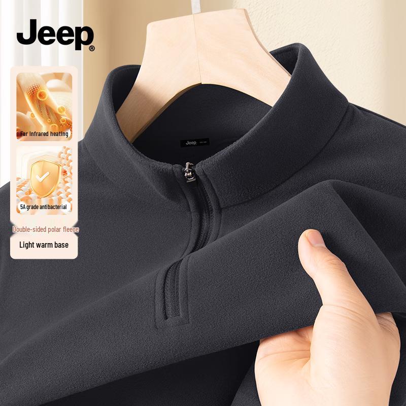 JEEP Men s Fall/Winter Half-Zip Stand-Collar Long-Sleeve T-Shirt 2XL