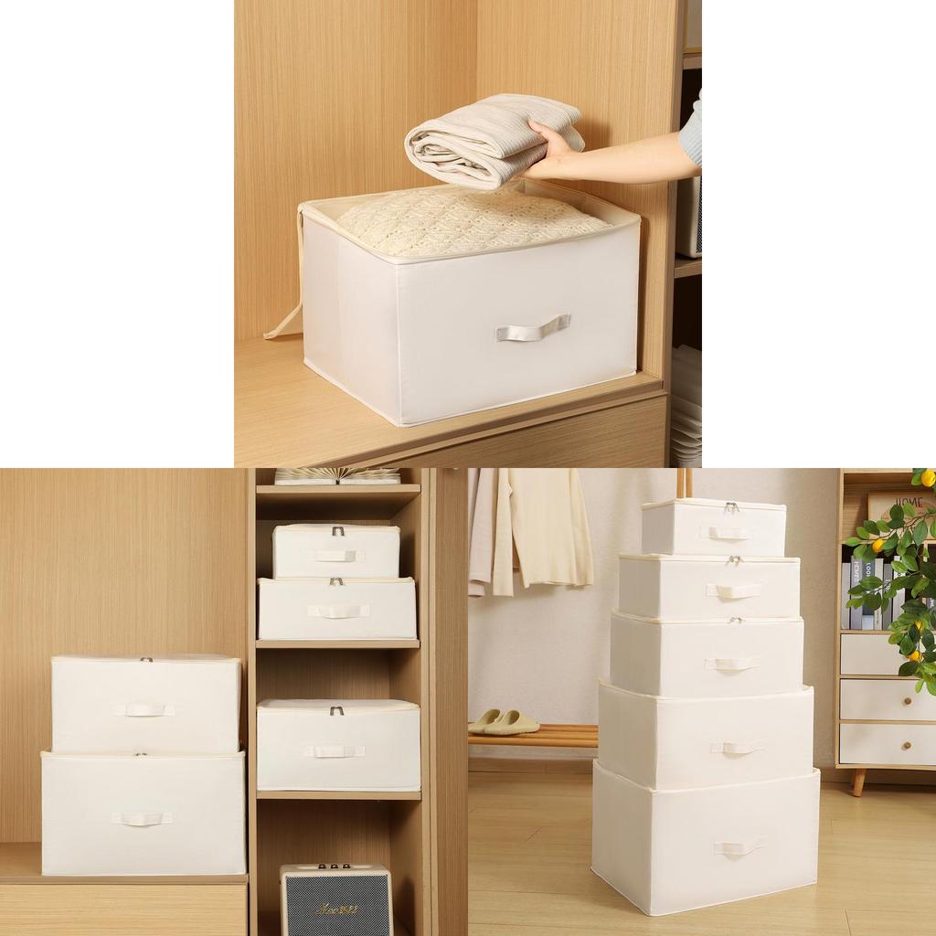Scatola portaoggetti in tela di cotone con cerniera e design pieghevole per organizzare la camera da letto