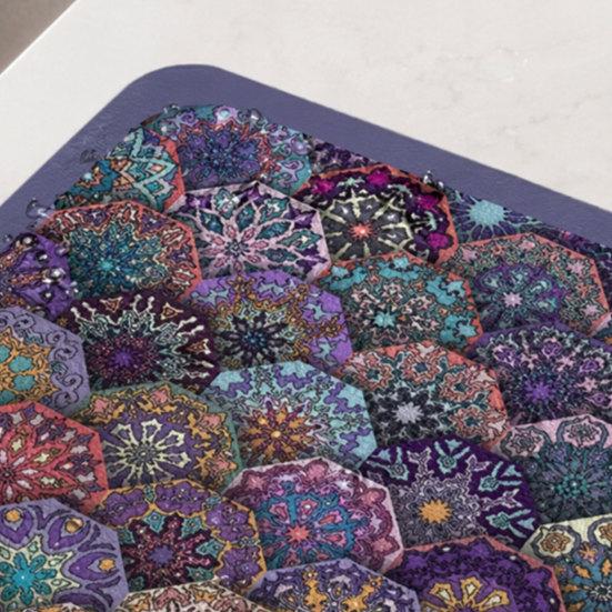 huaqianguhh Bohemian Dish Drying Mat, Super Absorbent Diatomaceous Earth Drainer Non-Slip Colorful Ethnic Heat Insulation Mat for Kitchen Counter