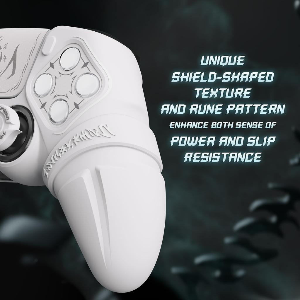 PlayVital Runes Edition Silicone cover for comes with thumb grip touchpad sticker and cross key compatible with ps5 genuine charging stand with cover