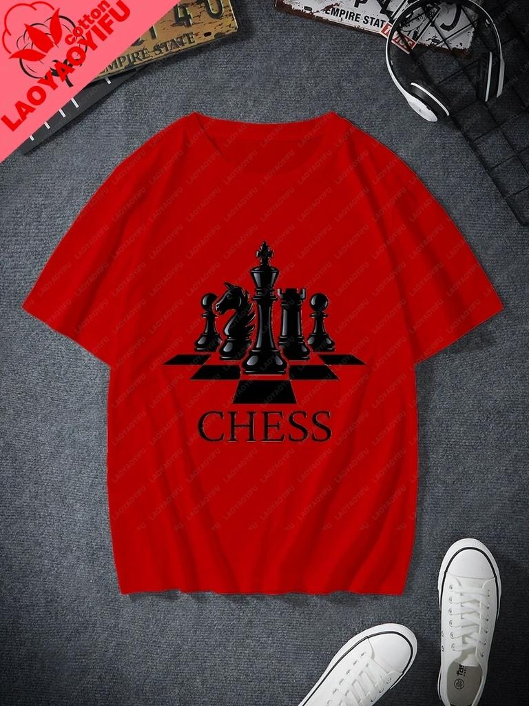 Classic Chess Fashion Printed Unisexs Tshirt Everyday Casual Street Wear Spring And Summer Unisexs Top Cotton 0 Neck Tshirt
