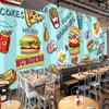 Vlastní 3D tapeta Ručně malovaná Hamburg Rychlé občerstvení Snack bar Dekorace stěny Fototapety Tapeta s osobností