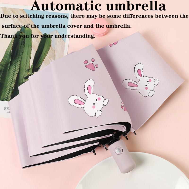 Umbrella,parasol,Black rubber umbrella cloth,Various colored rabbits,Fashionable automatic umbrella,Adult Student Umbrella