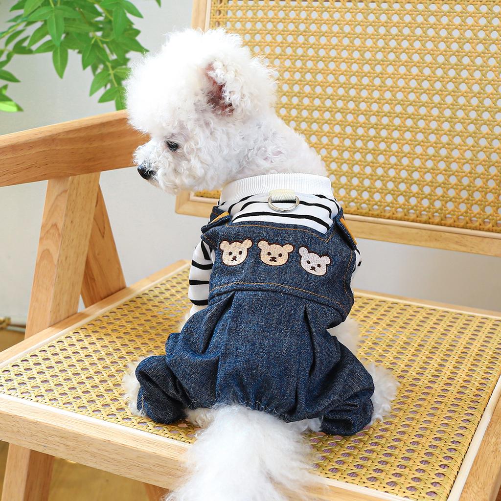 Cute Teddy Bichon Winter Dog Jumpsuit Anti-Dirty Overalls for Small Male Dogs Puppy Cat Pet Clothes Warm Costume Suit