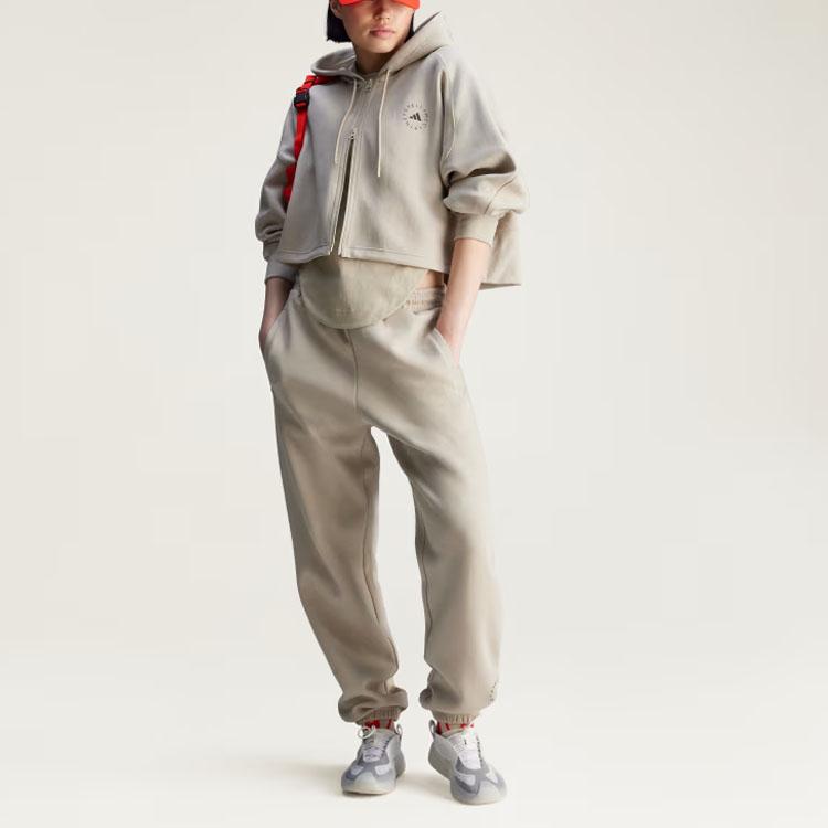 Adidas Letter Zip-Up Short Hoodie Women hoodies Desert-Sand JJ0143