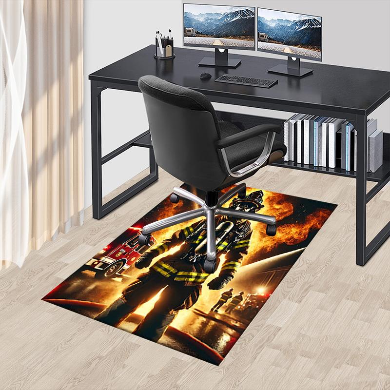 1PC firefighter firetruck Non-Slip Floor Carpet Compatible for Office&Living Room&Bedroom&Dining room - Flat- Soft & Pattern, Vibrant Colors-W233