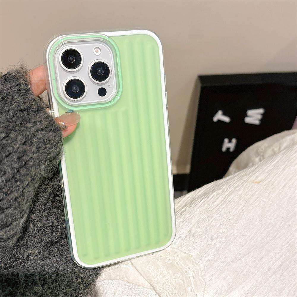 

Shockproof Cover 3 In 1 Candy Color Corrugated Vertical Stripe Phone Cases For Iphone 16 15 14 13 12 11 Pro Max Hard For iPhone 15 Pro Max зелёный