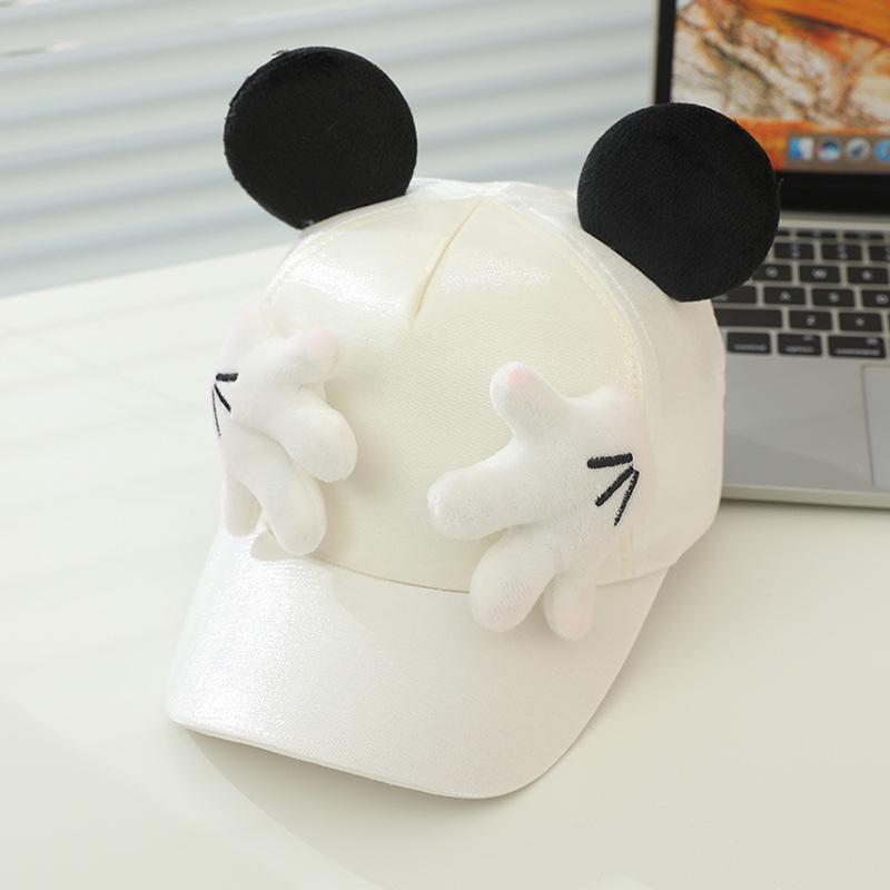 Adorable Palm Print Sun Protection Cap with Pearlescent Big Ear Design for Baby Boys & Girls, Perfect for Spring & Autumn