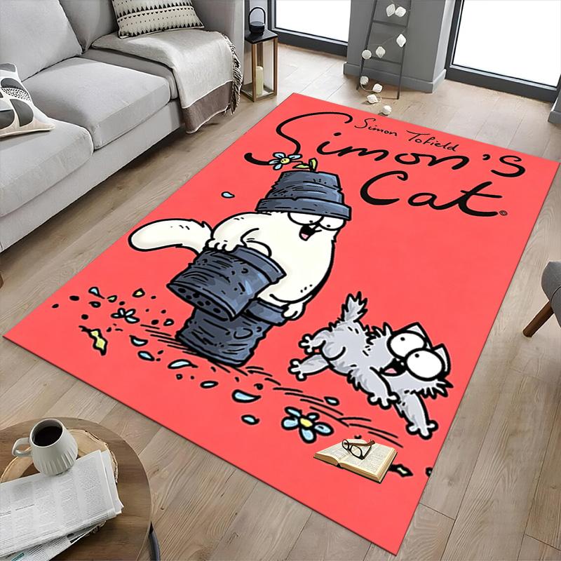 Simon'S Cat Adventures Carpet For Playroom Bedroom Living Room Sofa Home Decorkids Game Area Rug Nonslip Floor Mat