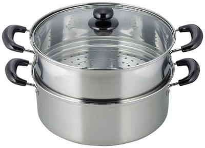Wahei Freiz Dampfgarer Vense 26 cm mit Glasdeckel IH-kompatibel Edelstahl Zweistufig VR-8182