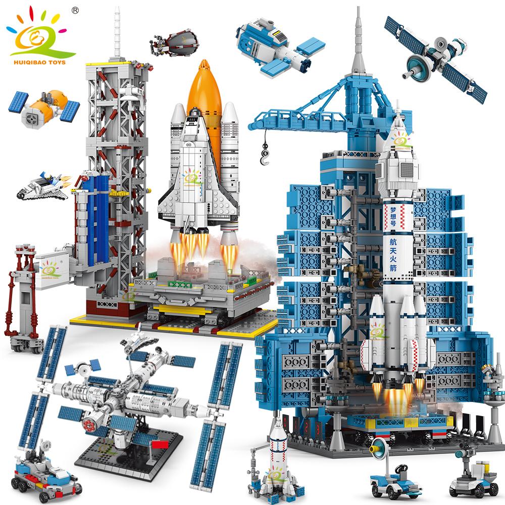 Aviation Spaceport Model Space Shuttle Rocket Launch Center Construction Building Blocks MOC Spaceship Kids Bricks Toy