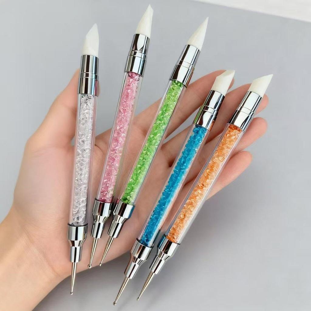 Nail Art Sculpture Pen, 5Pcs Dual Tipped Dotting Pen and Silicone Nail Tools for Resin, Silicone Brushes, Acrylic Pen, Nail Art Brushes, Nail Foil