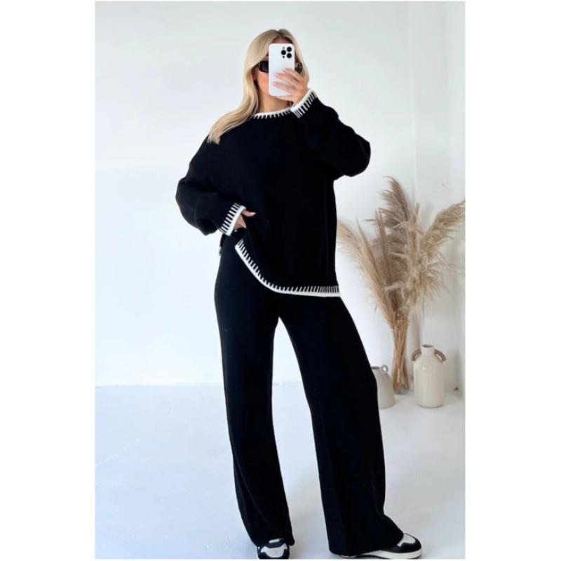 Women's Fall and Winter Loose Casual Suit Spring Long-sleeved Sweater + Pants Two-piece Set