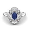 6X4 Mm Oval Blue Sapphire Designer Flower Engagement Women Wedding 925 Sterling Silver