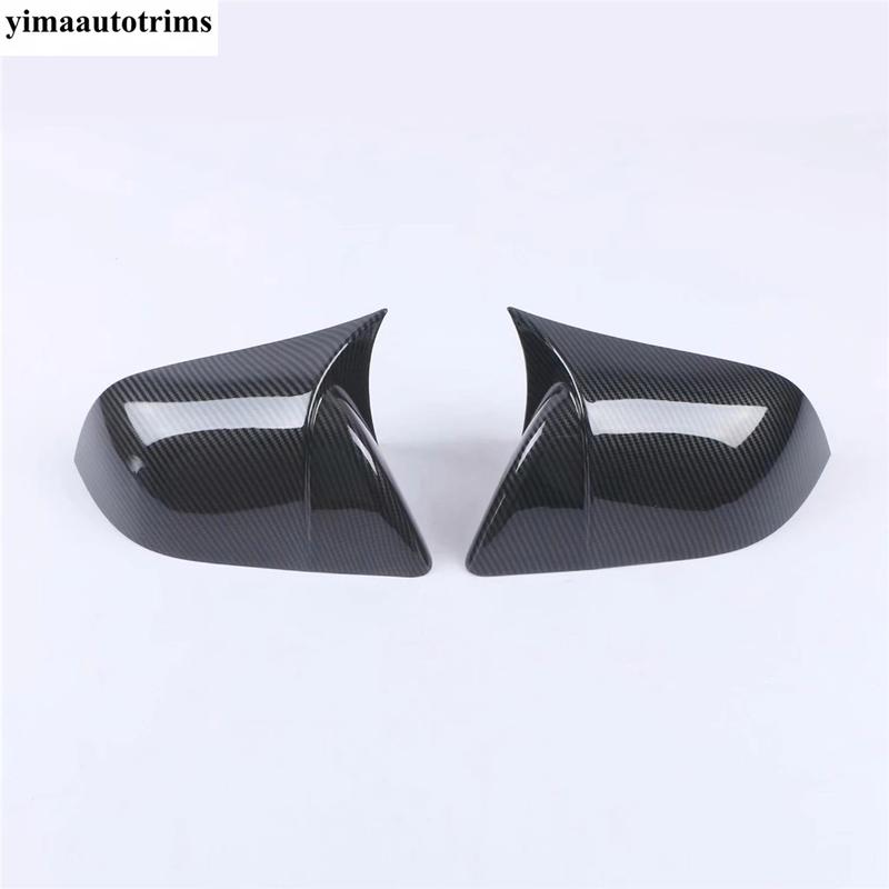Side Rearview Mirror Cap Rain Shade Rainproof Eyebrow Cover Trim Chrome / Carbon Fiber Accessories For Tesla Model 3 2018 -