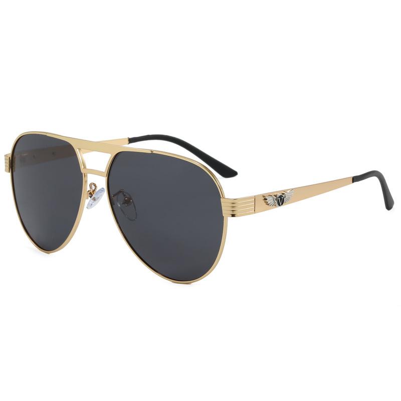 Fashion pilot driving sunglasses men's metal double beam high definition polarized UV protection sunglasses