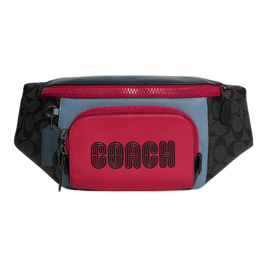 

Coach Track 41 Classic Monogram Color Block Zipper Detachable Shoulder Strap Coated Canvas With Leather Waist Bag Large Men waist bag C8129-QBTU3 Basic Set (Bag+Dust Bag)