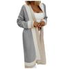 Women's  And Winter Women's Solid Color Stitching Long-sleeved Cardigan Knitted Sweater