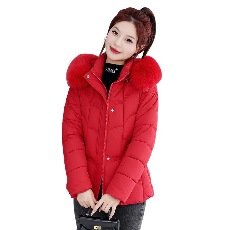 Down Cotton Jacket Women's Short 2026 New Winter Korean Version Loose Thickened Fur Collar Cotton Jacket