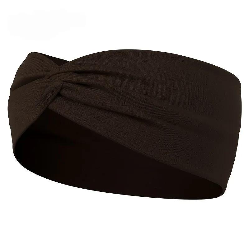 Simple Solid Color Cross Knotted Elastic Wide Headband Women Unisex Sports Yoga Hair Bands Headscarf Headwear