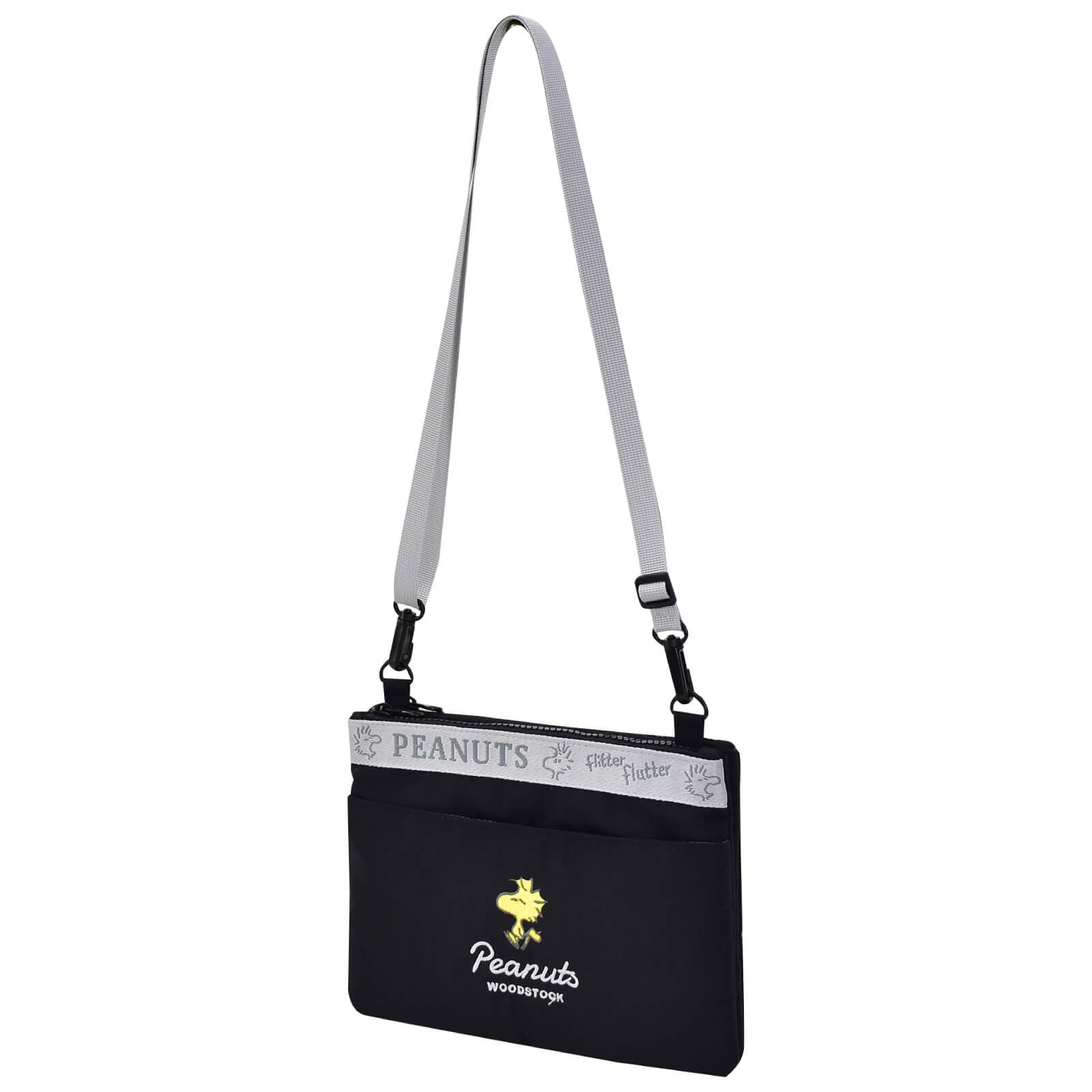 

Marimo Craft SPZ-3974 Shoulder Bag, Sacoche, 2-Room, Sorting, Snoopy, Black, Woodstock