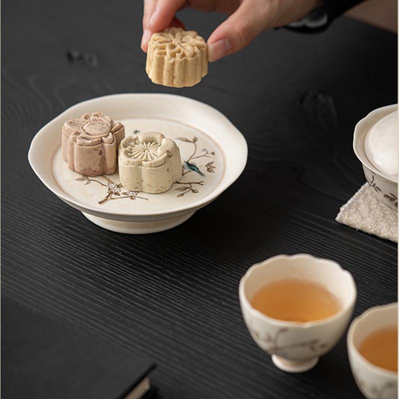 100ml Čínský ručně malovaný květinový a ptačí keramický gaiwan, ručně vyráběná porcelánová čajová miska, domácí čajová miska, cestovní přenosná čajová souprava