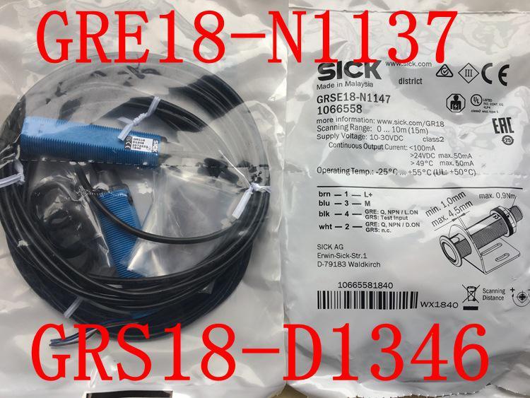 

SICK GRSE18 & GRE18 Series Photoelectric Switches (Models: N1147, N1137, P1137, D1346). GRE18-N1137 + GRS18-D1346
