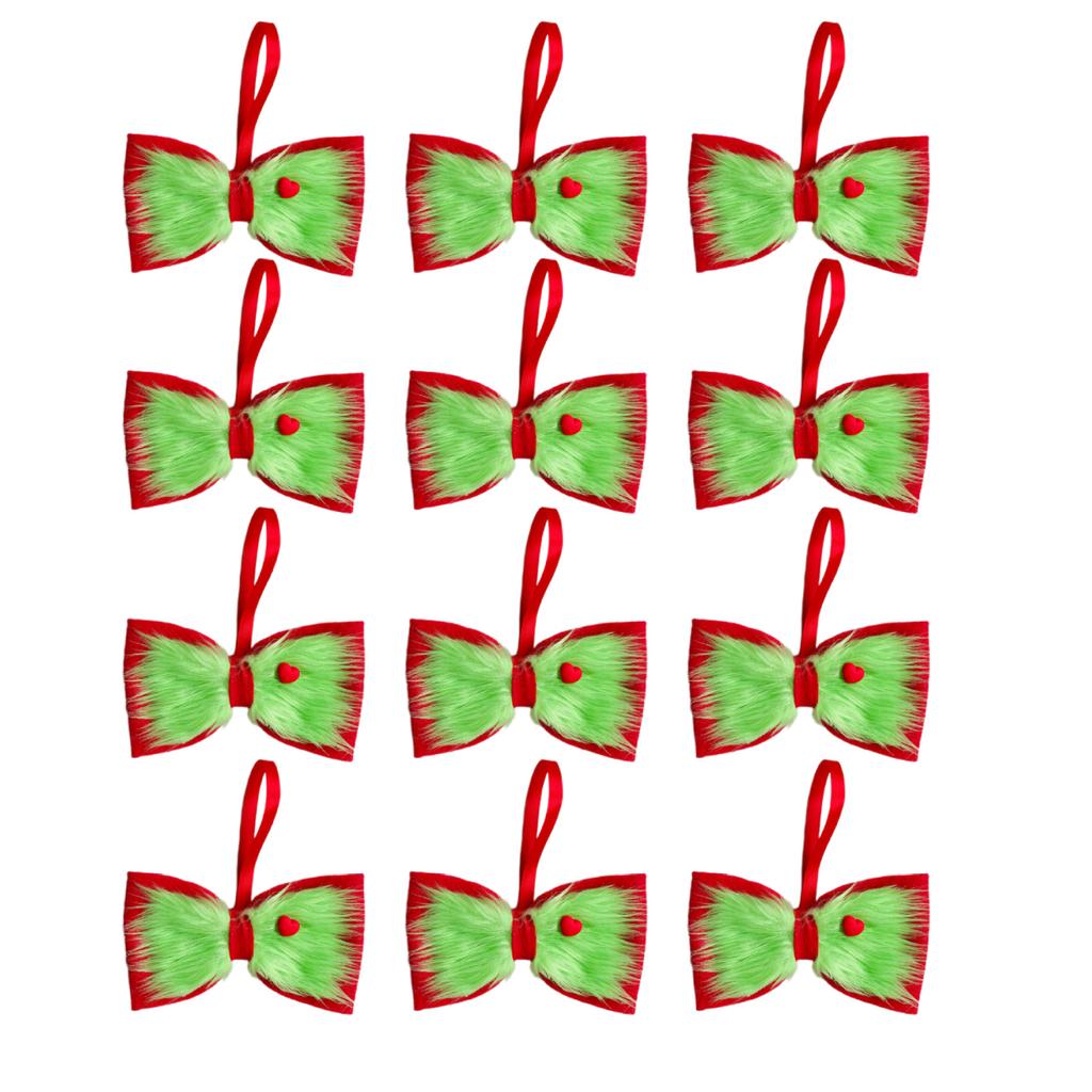 Vánoční plyšové přívěsky, mašle, ozdoby na vánoční stromek, aranžmá vnitřní scény, rekvizity pro fotografie