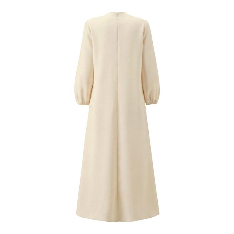 ZANZEA Women Casual Round Neck Long Sleeve Floral Embroidery Loose Long Dress