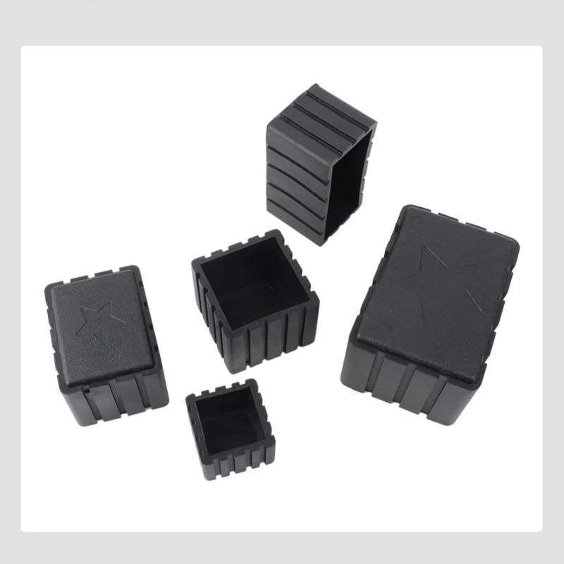 Square Rubber Black Chair Leg Caps Non-slips Table Foot Dust Cover Socks Floor Protector Pads Pipe Plugs Furniture Leveling Feet