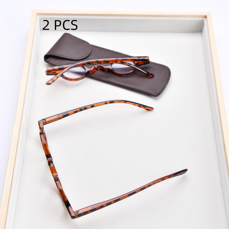 1PCS Vintage Mini Reading Glasses Women Men Compact Folding Round Frame Portable Readers With Case