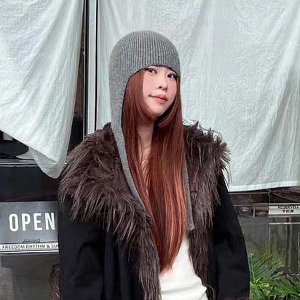 Windproof Knit Earflap Hat Solid Color Warm Skull Cap Korean Style Bonnet  Daily Commute