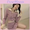Romantic Lilac Girls Spring Long Sleeve Pvc Blouse And Short Skirt Set For Casual Wear
